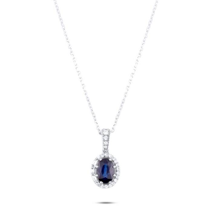 1,15 Karat Pırlantalı Safir Kolye - 1