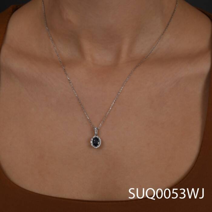 1,15 Karat Pırlantalı Safir Kolye - 3