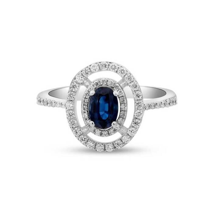 1,17 Karat Pırlanta Safir Yüzük - 1