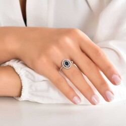 1,17 Karat Pırlanta Safir Yüzük - 3