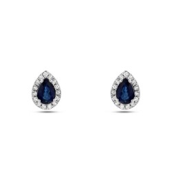 1,18 Karat Pırlanta Safir Küpe - 2