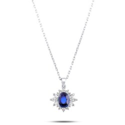1,20 Karat Pırlantalı Safir Kolye - 