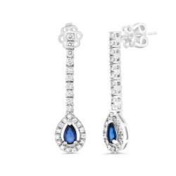 1,23 Karat Pırlanta Safir Küpe - 