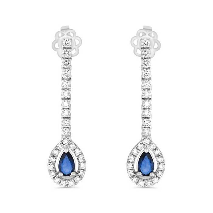 1,23 Karat Pırlanta Safir Küpe - 2