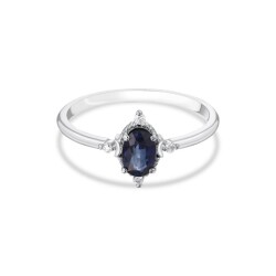 1,25 Karat Pırlanta Safir Yüzük - 