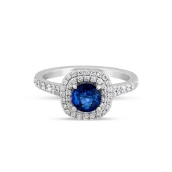 1,32 Karat Pırlanta Safir Yüzük - 