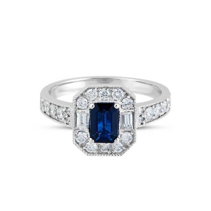 1,35 Karat Pırlanta Safir Yüzük - 1