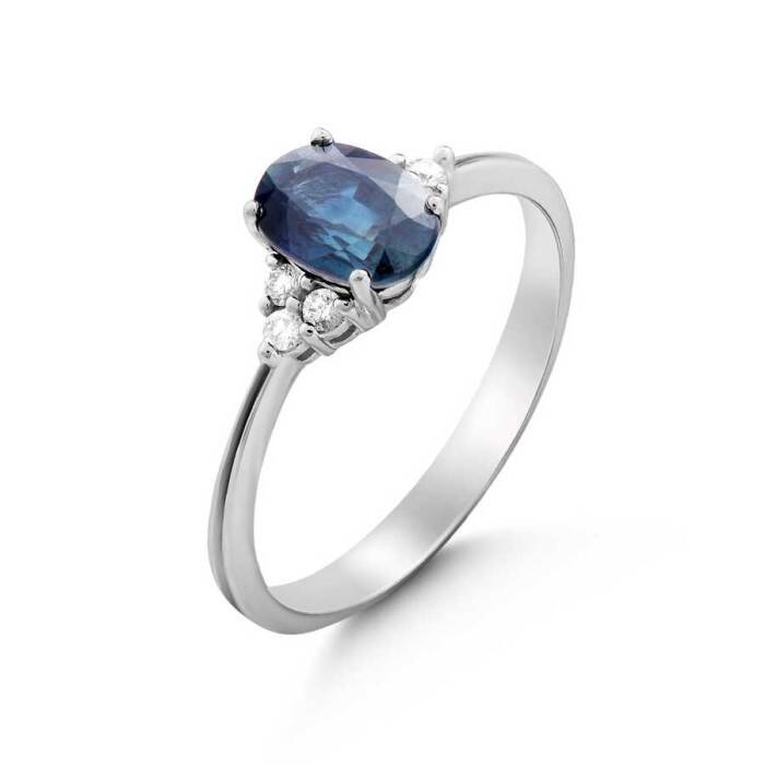 1,36 Karat Pırlanta Safir Yüzük - 2