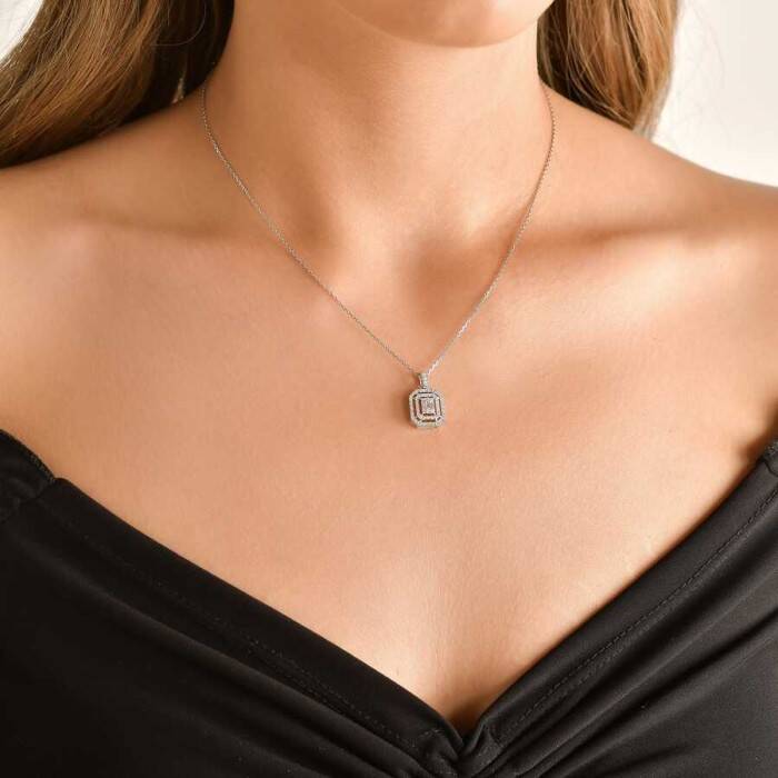 0.46 Karat Pırlanta Baget Kolye - 3