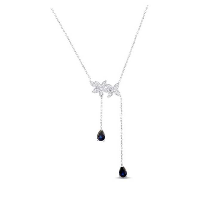 1,49 Karat Pırlanta Safir Kolye - 1