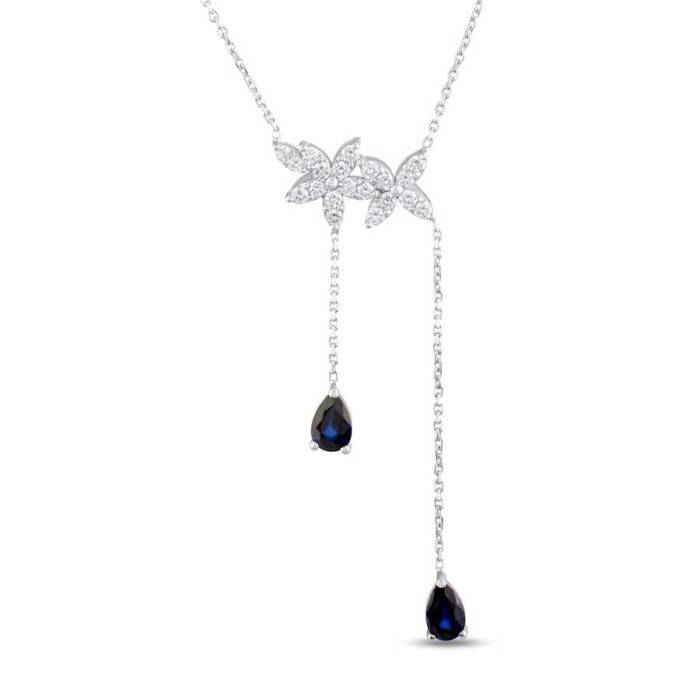 1,49 Karat Pırlanta Safir Kolye - 2