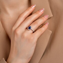 1,54 Karat Pırlanta Safir Yüzük - 3