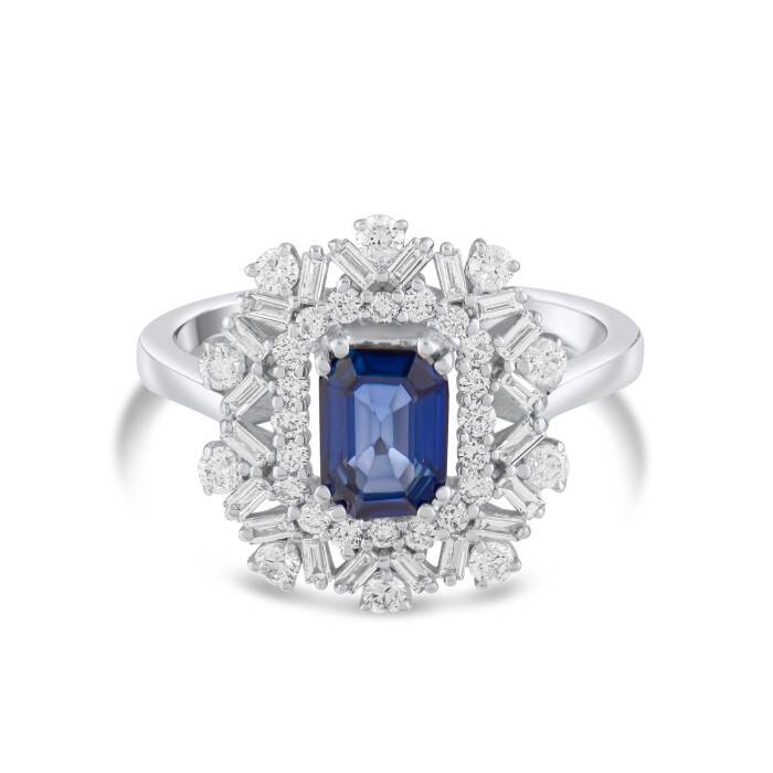 1,58 Karat Pırlanta Safir Yüzük - 1