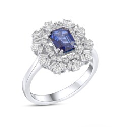 1,58 Karat Pırlanta Safir Yüzük - 2