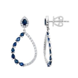 1,68 Karat Pırlanta Safir Küpe - 