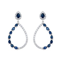 1,68 Karat Pırlanta Safir Küpe - 2