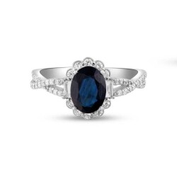 1,90 Karat Pırlantalı Safir Yüzük - 