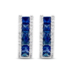 2,41 Karat Pırlanta Safir Küpe - 2