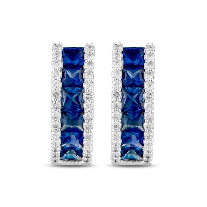 2,41 Karat Pırlanta Safir Küpe - 2